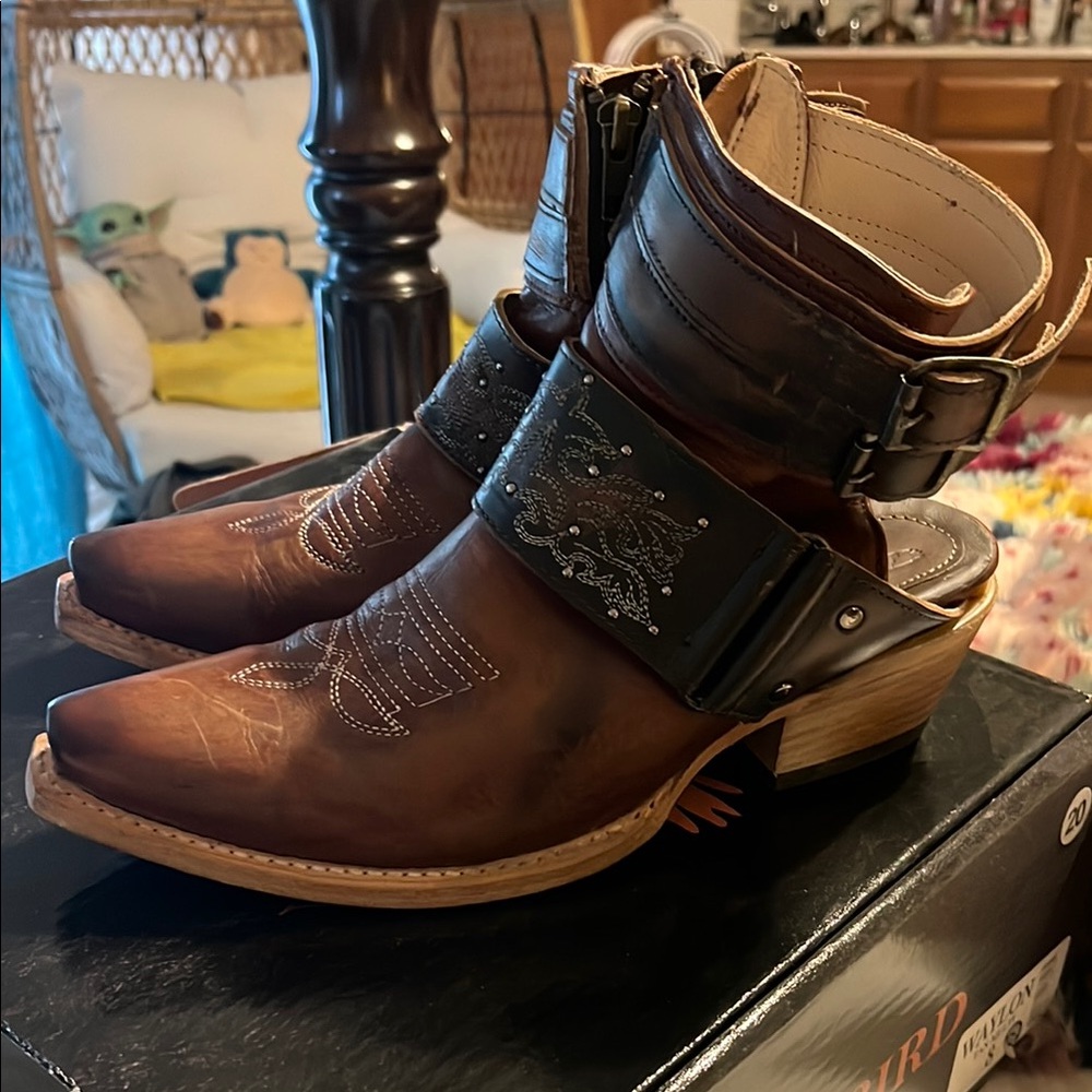 Freebird Brown Heeled Boots with Western Flair